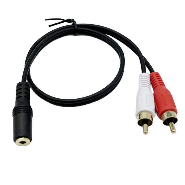 Factory Female 3.5mm Audio Jack to 2 RCA Male Jack Adapter Splitter Audio Cable