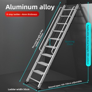 Hiện đại dày hợp kim nhôm hai tầng nền tảng cầu thang trong nhà ngoài trời di động gấp gác mái ban công trên mái nhà - Product Image 2