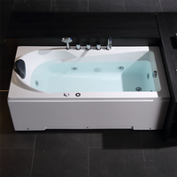 Moderna Bañera Rectangular Independiente de Acrílico Blanco para Hotel, con 12 Boquillas y Luces de Colores, Superficie Cómoda para Apoyarse