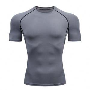 T-shirt de sport sans manches en tricot solide, à séchage rapide, compression, pour hommes - Product Image 4