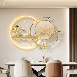 Horloge Murale à Balancier Créative de Luxe 62x37cm avec Veilleuse LED, Rétroéclairage, pour Salon Salle à Manger Dropshipping DDP - Product Image 4