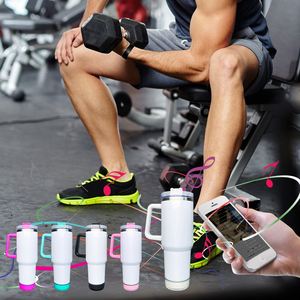 20 Pack Custom logo 40oz Blank Sublimation Wireless Smart <b>Music</b> Display Player Speaker Tumbler Mugs with Handle and Straw - Product Image 1