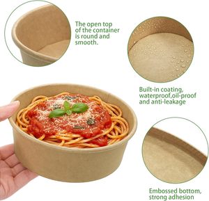 Vente en gros de bols à lunch en papier kraft personnalisés, écologiques, jetables, de qualité alimentaire, pour les fêtes, avec revêtement imperméable - Product Image 2
