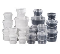Seau en plastique transparent en gros, 0,5L-10L, seau en plastique PP, logo personnalisé en gros