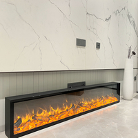 Cheminée électrique murale intégrée avec effet de flamme LED, fond monochrome/multicolore, en métal durable, pour la maison et l'hôtel