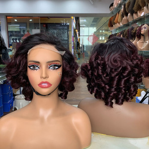 Super Double Drawn Glueless <b>Wig</b>, 12 Inch 5x5 <b>Lace</b> Bouncy Curl, Full Volume, No Glue Needed For Black Women - Product Image 1