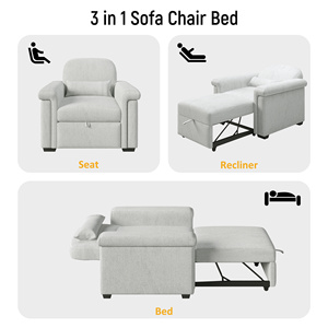 Fauteuil convertible 3 en 1, canapé-lit simple, canapé extensible, fauteuil réglable avec dossier inclinable en canapé-lit - Product Image 5