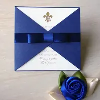 Carte d'invitation élégante en papier bleu, 30 pièces, carton de vœux de mariage de luxe, d'anniversaire