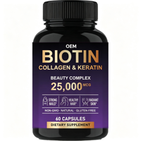 Capsules de peptides de collagène multiples, collagène hydrolysé types I, II, III, V et X, soutien pour les cheveux, la peau et les ongles, OEM