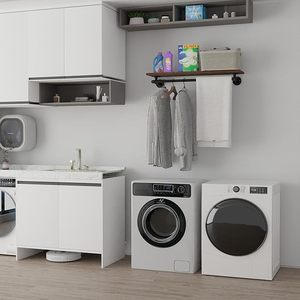 <span class=keywords><strong>Porte</strong></span>-vêtements <span class=keywords><strong>mural</strong></span> avec étagère en bois, support robuste pour suspendre les vêtements, barre de suspension multifonctionnelle, rangement gain de place pour placard - Product Image 4