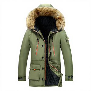 Chaqueta de Forro Polar de Nailon Recubierto Ecológico Informal para Hombre al por Mayor, Otoño Invierno, Cuello Camisero Regular, Cierre de Cremallera Frontal con Logotipo - Product Image 4