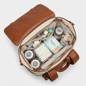 Sac à dos pour maman en nylon, sac fourre-tout pour bébé avec finitions en cuir, poche organisatrice, sac de maternité pour les déplacements, pour femmes, OEM/ODM - Product Image 4