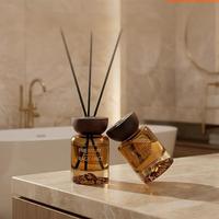 Ensemble diffuseur de parfum haut de gamme avec huile essentielle naturelle, flacon en verre de 100 ml, sans phtalates et sans alcool, bouchon en bois, 6 bâtonnets en fibre