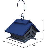 JH-Mech Mangeoire à oiseaux d'extérieur personnalisée, grande, transparente, avec trémie de stockage de graines, structure de perchoir à alimentation multi-latérale et mangeoire double face