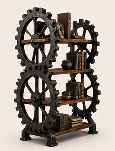 4-Tier Etagere <b>Bookcase</b> with <b>Solid</b> Fir <b>Wood</b> Furniture Industrial Pipe Metal Frame Rustic Farmhouse Living Room Storage Furniture - Product Image 1