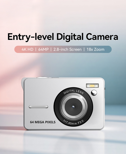 4K Beginner Point Shoot Vlogging SD Card Image Stabilization up to 18x Zoom for Landscape Photography Digital Camera