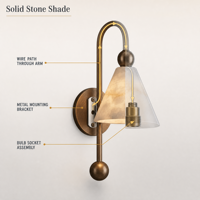 Applique murale LED dimmable en albâtre espagnol de luxe, finition dorée, sur mesure, OEM/ODM, vente directe usine, pour salon, entrée, décoration intérieure