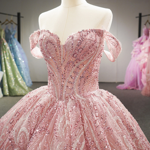 Robe de mariée de luxe rose pâle Dy6948, faite à la main, ornée de perles et de sequins, robe de bal scintillante naturelle pour mariée - Product Image 4