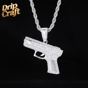 Colgante de Pistola <span class=keywords><strong>Chapado</strong></span> <span class=keywords><strong>en</strong></span> <span class=keywords><strong>Oro</strong></span> Estilo Hip-Hop, Inspirado <span class=keywords><strong>en</strong></span> el Punk, <span class=keywords><strong>Cobre</strong></span> <span class=keywords><strong>Chapado</strong></span> <span class=keywords><strong>en</strong></span> <span class=keywords><strong>Oro</strong></span> con Zirconia, Alta Calidad, Venta al Por Mayor - Product Image 4