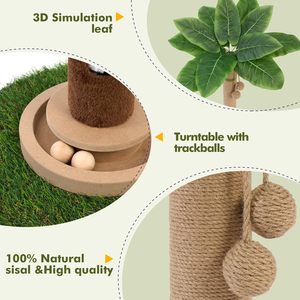 Nouvelle Tour Griffoir pour Chats 2026 avec Poteaux à Griffer, Jouet Souris et Balle en Bois Interactive pour Chats d'Intérieur - Product Image 2
