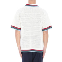 Pull en coton personnalisé avec logo pour homme, maille crochetée ouverte, boutonné, léger, pour l'été, style streetwear, anti-rétrécissement