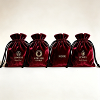 Bolsa de Terciopelo de Lujo con Logotipo Personalizado, Bolsa de Terciopelo Brillante Premium con Cordón para Anillos, Aretes, Embalaje de Regalos