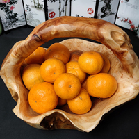 Panier en bois fait à la main panier de rangement en bois naturel pour fruits, pains, bonbons ou pot-pourri et accents décoratifs