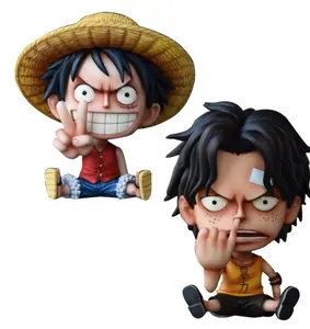 Grosir figur aksi Luffy kartun anime 1 buah, figur aksi PVC lucu, figur aksi 1 buah plastik 3D untuk dekorasi