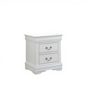 Table de chevet moderne en bois massif avec 2 tiroirs - Finition cerisier durable - Product Image 2