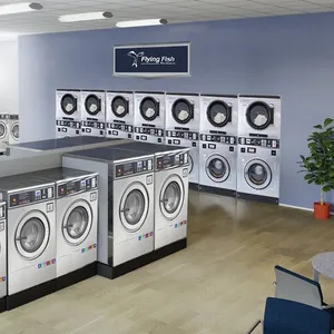 Machine à laver commerciale à pièces ou à cartes avec sèche-linge