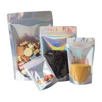 Pochette debout holographique en mylar avec logo personnalisé imprimé holographique pochette Doypack en plastique anti-odeur au laser