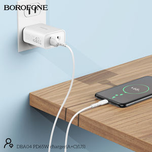 Cargador de Pared <span class=keywords><strong>Borofone</strong></span> OEM DBA04 con Enchufe Estadounidense USB-A+Tipo-C PD65W para Teléfonos Móviles y Computadoras Portátiles - Product Image 5