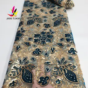 सेक्विन फीता कपड़े स्विट्जरलैंड में नाइजीरियाई महिलाओं के परिधान के लिए नवीनतम मखमल Tulle फीता शादी की पार्टी पॉलिएस्टर कपड़े