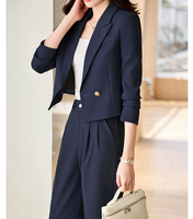 Ensemble décontracté pour femme, veste de costume courte, automne-hiver, nouvelle arrivée, haute qualité, look élégant, pantalon large assorti