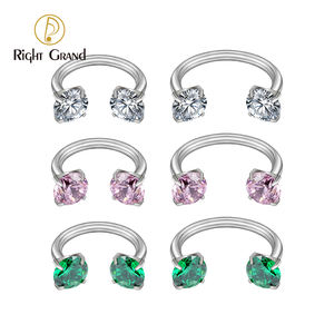 Phải Lớn ASTM F136 Titan 16G Thông tư Barbell vách ngăn CZ móng ngựa tragus Bông tai Hoop Vòng mũi Stud xuyên cơ thể đồ trang sức - Product Image 2