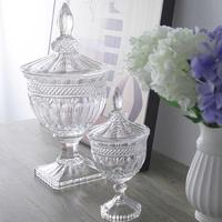 Petit sucrier et pot à bonbons en verre cristal de luxe européen avec couvercle