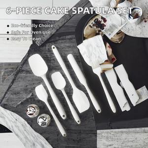 6-Piece One-Piece <b>Silicone</b> Cream Scraper Cake Spatula Light Baking & Pastry <b>Tools</b> with Oil Brush Oven Safe for DIY Baker - Product Image 2
