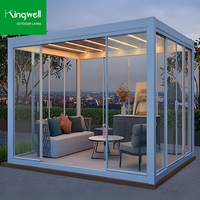 Pergola motorisée en aluminium pour jardin, avec couverture anti-pluie à lames orientables, pour villa extérieure - Vente en gros fabricant