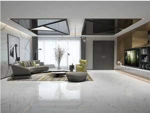 Azulejos de Cerámica para <span class=keywords><strong>Piso</strong></span> de Baño Moderno, Acabado Pulido Glaseado, Porcelana de Cuerpo <span class=keywords><strong>Completo</strong></span>, 600x600 - Product Image 2