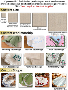 Juego de Servilletas de Lino de Color Sólido con Colores/Logotipos Personalizados Estilo Nórdico con Borde Festoneado Bordado para Hotel y Bodas - Product Image 4