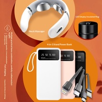 Set Hadiah Bisnis Mewah 3-in-1: Flask Vakum Stainless Steel, Pijat Leher, Power Bank, Penyangga Ponsel, Opsi Logo Custom