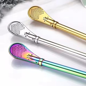 Eco-Friendly Colorful Stainless Steel Drinking <b>Straws</b> with Filter Spoon and Drinkware - Product Image 3