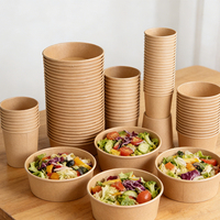 Bol à salade jetable haut de gamme en papier, design personnalisé, bol à pâtes en papier kraft pour restauration rapide, emballage de salade pour traiteur