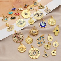 Collar de ojo a granel, colgantes de ojo turco, chapado en oro 18K, dijes de ojo de demonio