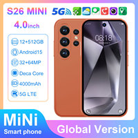 S26 MINI Teléfono Inteligente Android Mini Portátil con Pantalla de 4.0 Pulgadas, 12+512 GB de Almacenamiento, Cámara de 64MP, Teléfono Compacto de Bolsillo para Emergencias y Actividades al Aire Libre