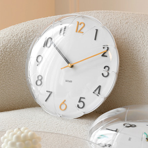 Wozoom Wall <b>Clock</b> 32cm Round <b>Battery</b> Powered Jumping Seconds Movement Modern Cream Style Living Room Decor - Product Image 1