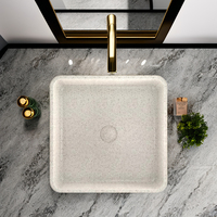 MOHOM Évier de salle de bain moderne en béton gris foncé rectangulaire, capacité 16L, écologique, résistant à l'eau, facile à nettoyer, pour comptoirs de cuisine