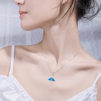 Directorio de Fabricantes de Alibaba, Collar de Plata de Ley 925 con Cola de Ballena, Collar con Colgante de Cola de Ballena de Ópalo, Collar con Cola de Pez
