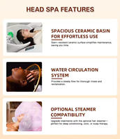 MOOLIN Station de lavage et de massage capillaire japonaise avec chaise de thérapie pour la tête, vapeur et hydrothérapie, lit de shampoing massant