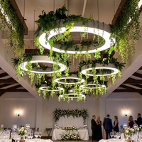 Lustre LED circulaire à anneau creux de design biophilique, effet halo végétal, pour la décoration de salles de mariage et de banquets, lampe suspendue
